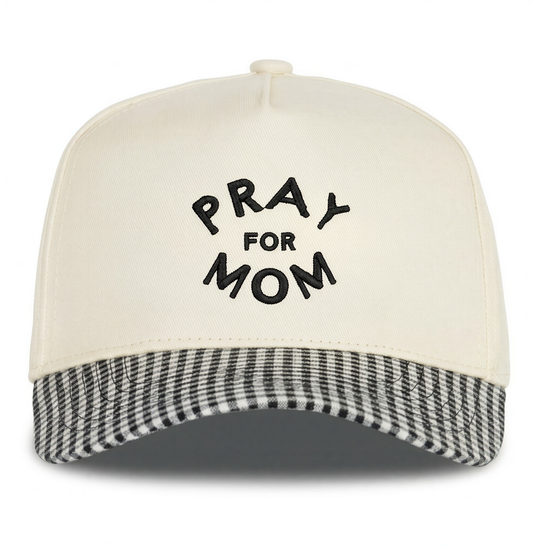 Pray for Mom Trucker Hat Black/White Gingham