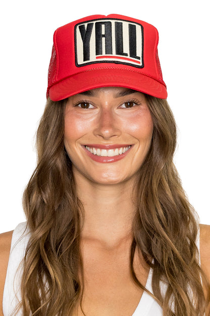 Y'all Trucker Hat in Red