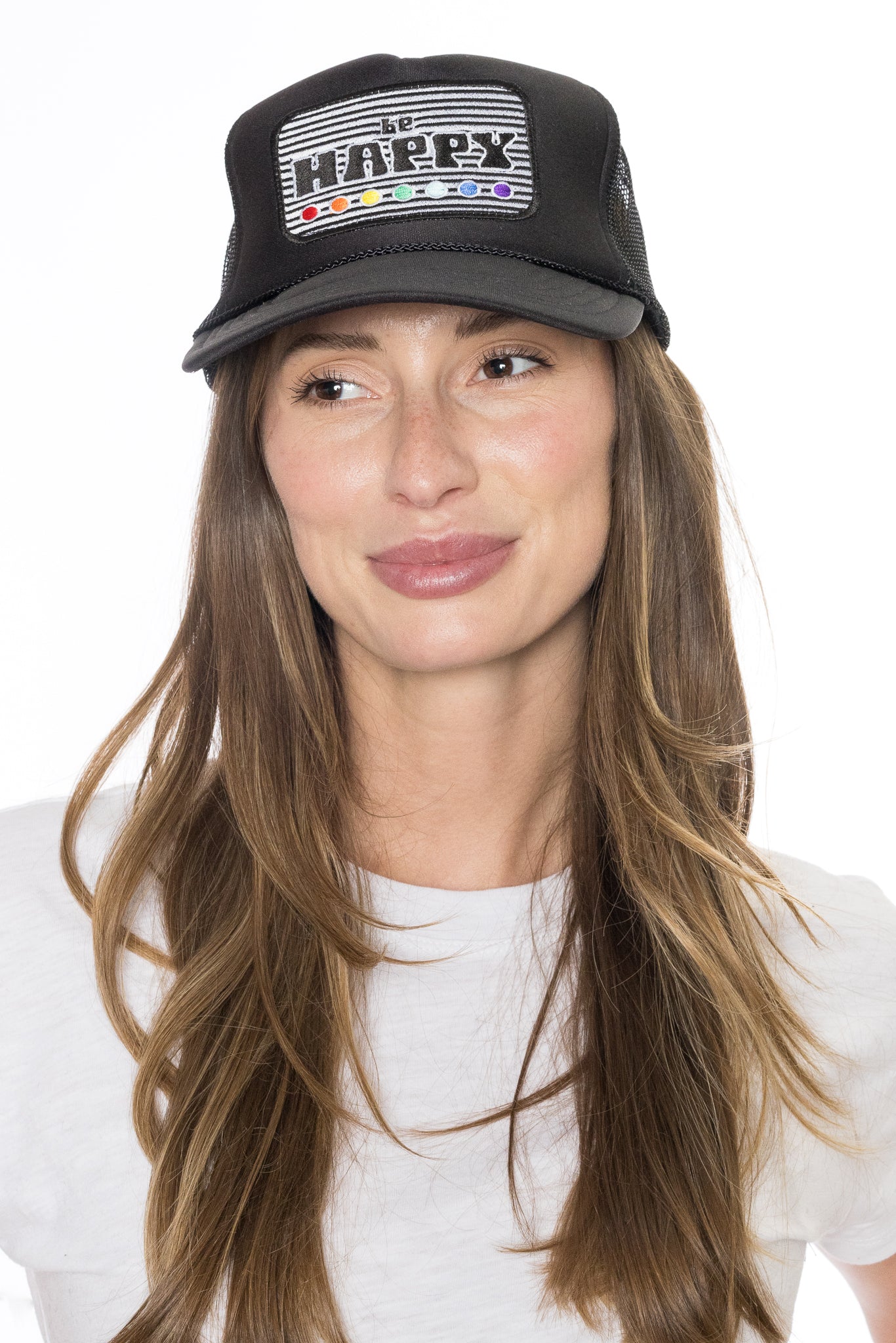 Happy Trucker Hats in Black