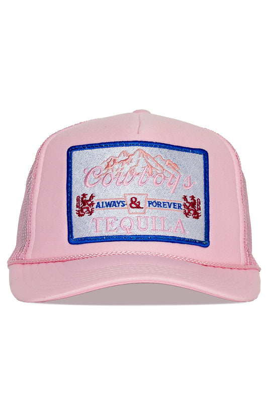 Cowboys & Tequila Trucker Hat in Pink