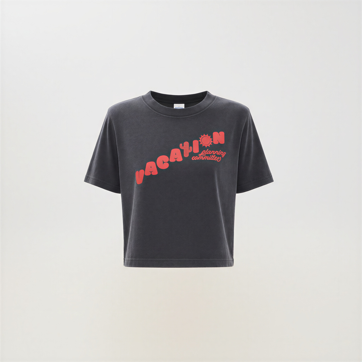 Vacation Planning Committee Crop Tee in Black