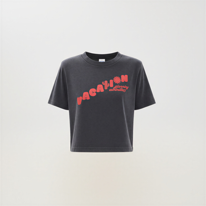 Vacation Planning Committee Crop Tee in Black