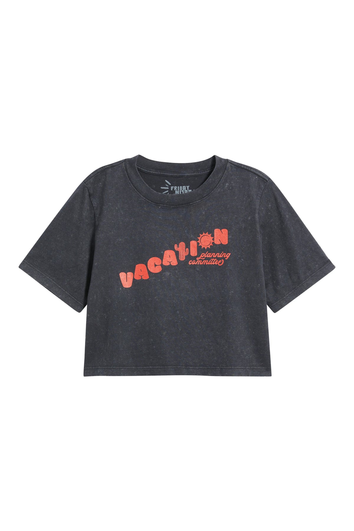 Vacation Planning Committee Crop Tee in Black