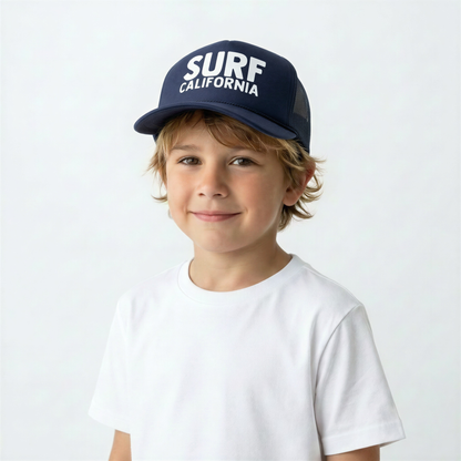 Youth Surf California Trucker Hat in Navy White