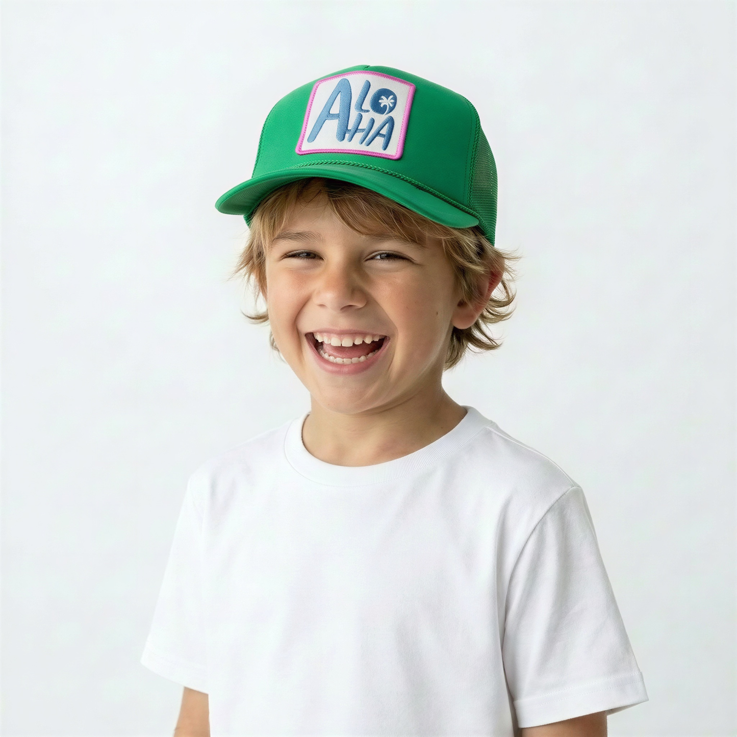 Youth Aloha Trucker Hat in Green