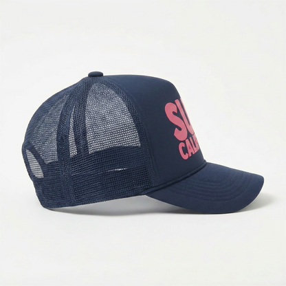Youth Surf California Trucker Hat in Navy Pink