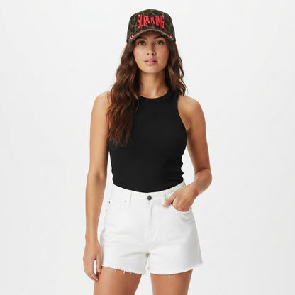 Surviving Snapback Hat in Leopard Red