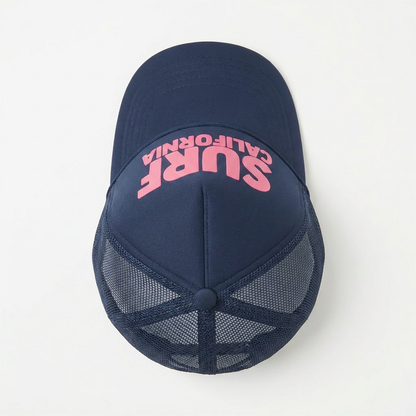 Youth Surf California Trucker Hat in Navy Pink