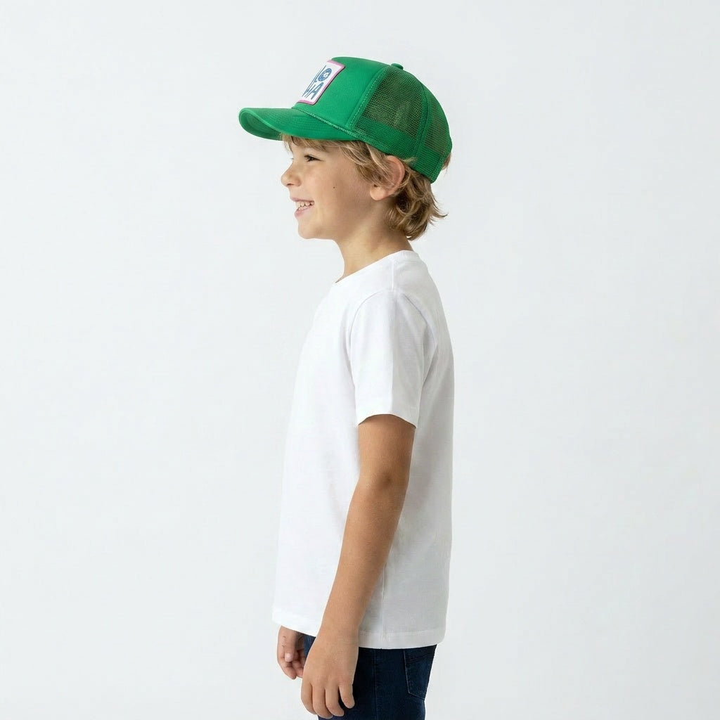 Youth Aloha Trucker Hat in Green