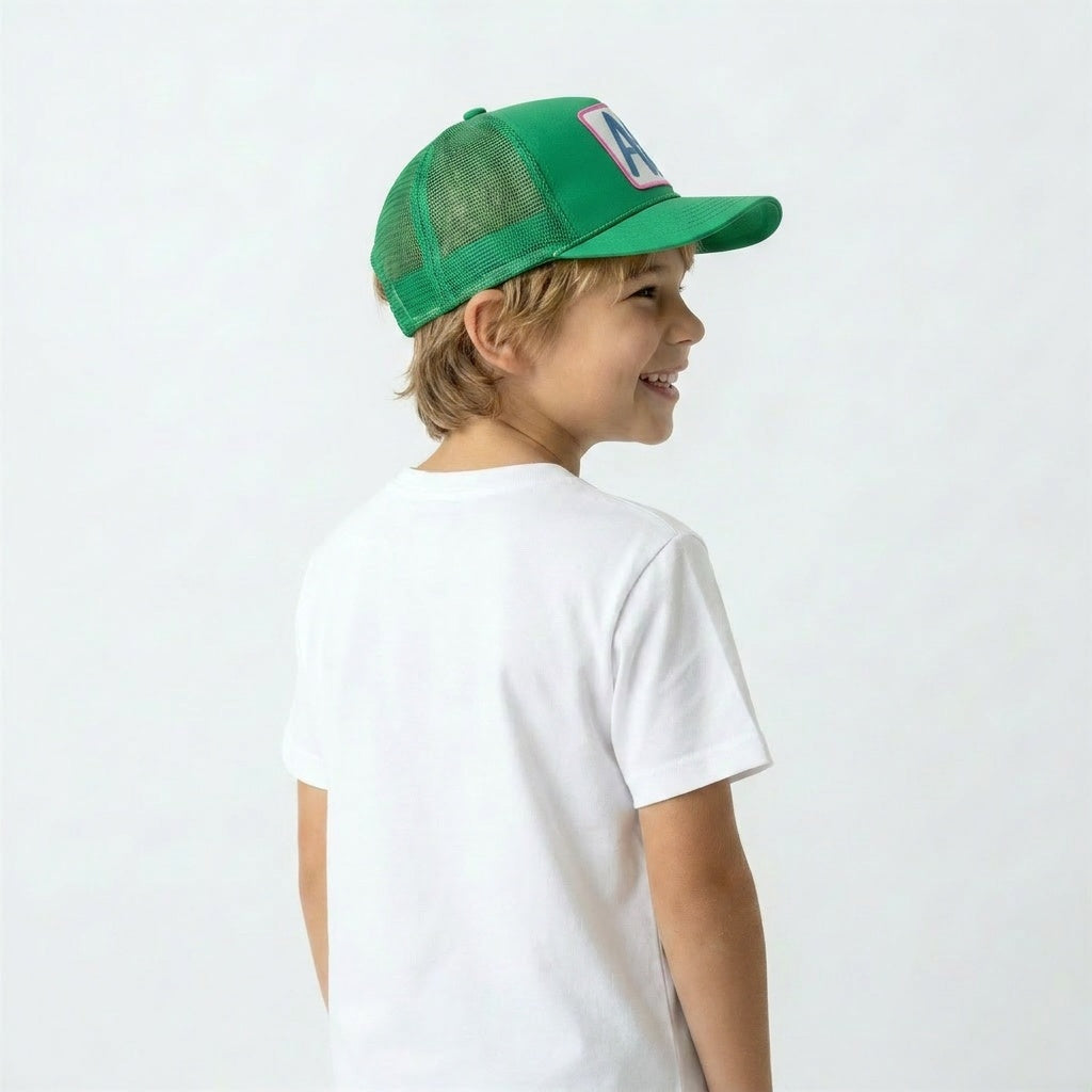 Youth Aloha Trucker Hat in Green