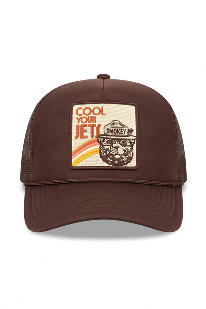 Cool Your Jets Trucker Hat in Brown