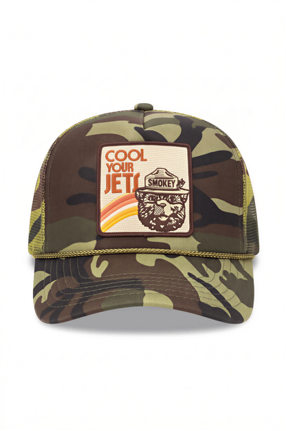 Cool Your Jets Trucker Hat in Camo