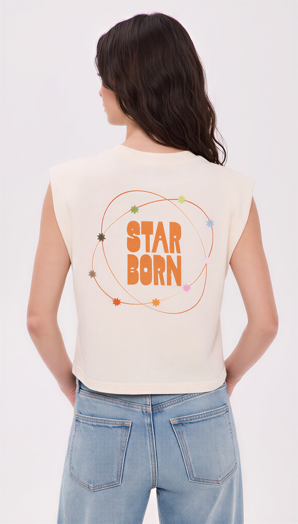 Star Born Muscle Tank in Cream