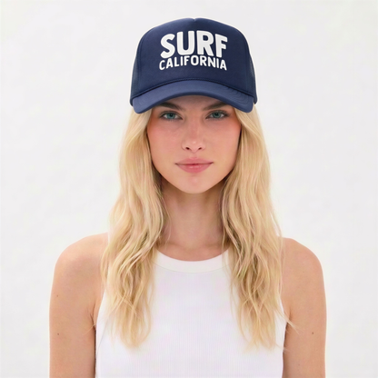 Surf California Trucker Hat in Navy with White