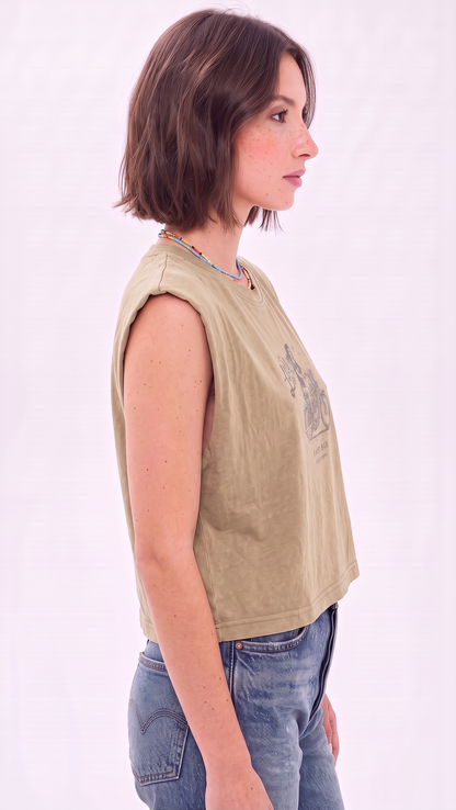 Little Lucy Biker Bar Muscle Tank in Olive