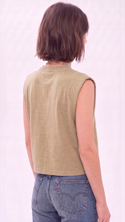 Little Lucy Biker Bar Muscle Tank in Olive