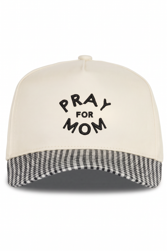 Pray for Mom Trucker Hat Black/White Gingham