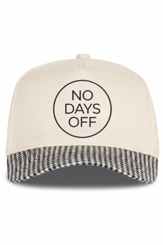 No Days Off Trucker Hat Black/White Gingham