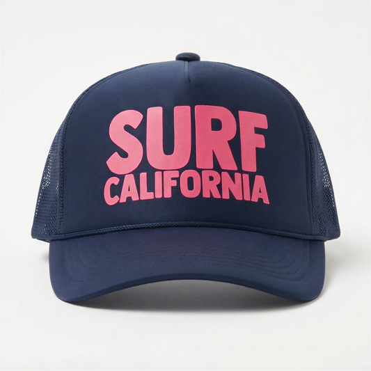Youth Surf California Trucker Hat in Navy Pink