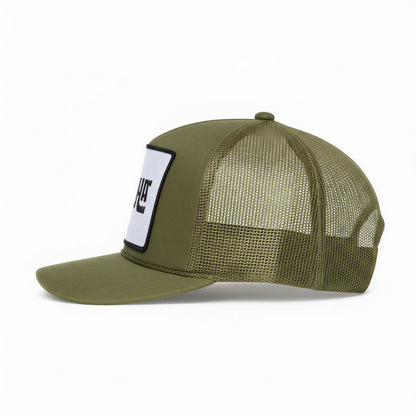 Aloha Flower Trucker Hat in Olive Green