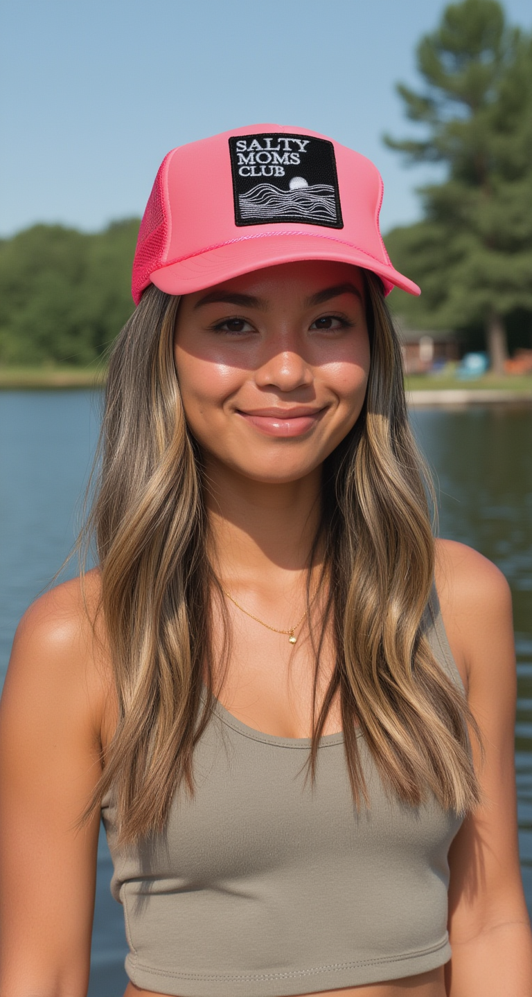 Salty Moms Trucker Hat in Pink