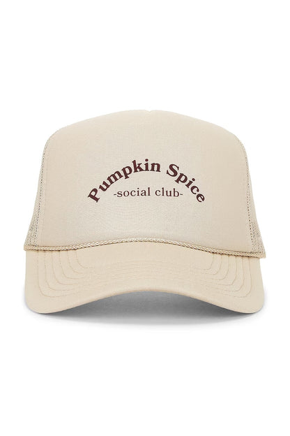 Pumpkin Spice Trucker Hat in Tan