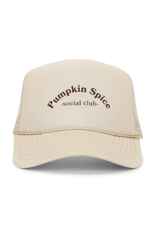 Pumpkin Spice Trucker Hat in Tan