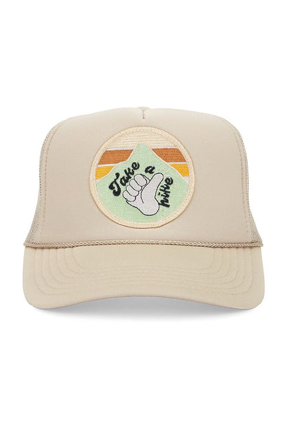 Take A Hike Hat Trucker Hat in Tan