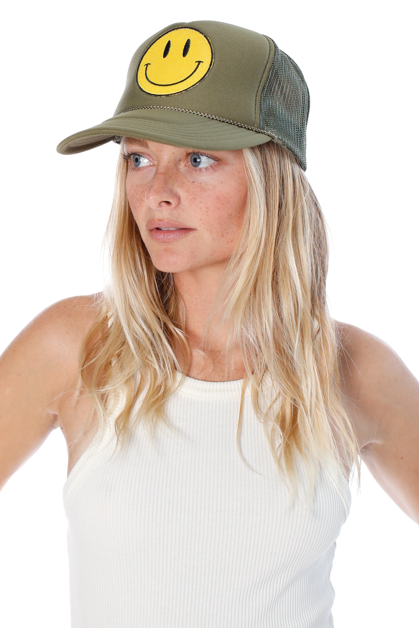 Unisex trucker hat featuring a versatile design with breathable mesh panels and adjustable snapback closure